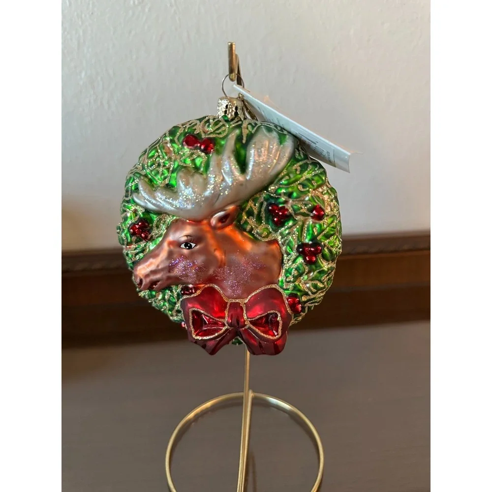 Vtg‎ Christopher Radko Ornament Wreath With Moose 2001 HTF